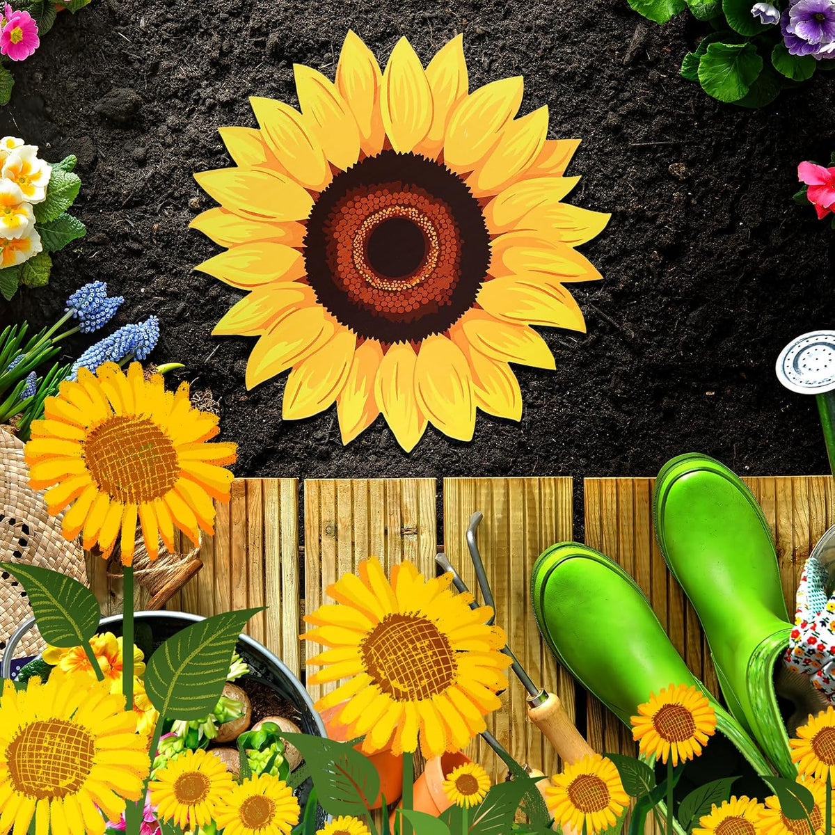 Tandefio 3 Pcs Sunflower Stepping Stones 12 Inch Iron Pavers for Garden Walkway Decorative