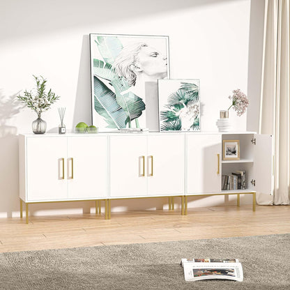 LYNSOM TV Stand for 85 Inch TV, Wood Entertainment Center with Storage Cabinet, TV Cabinet Black