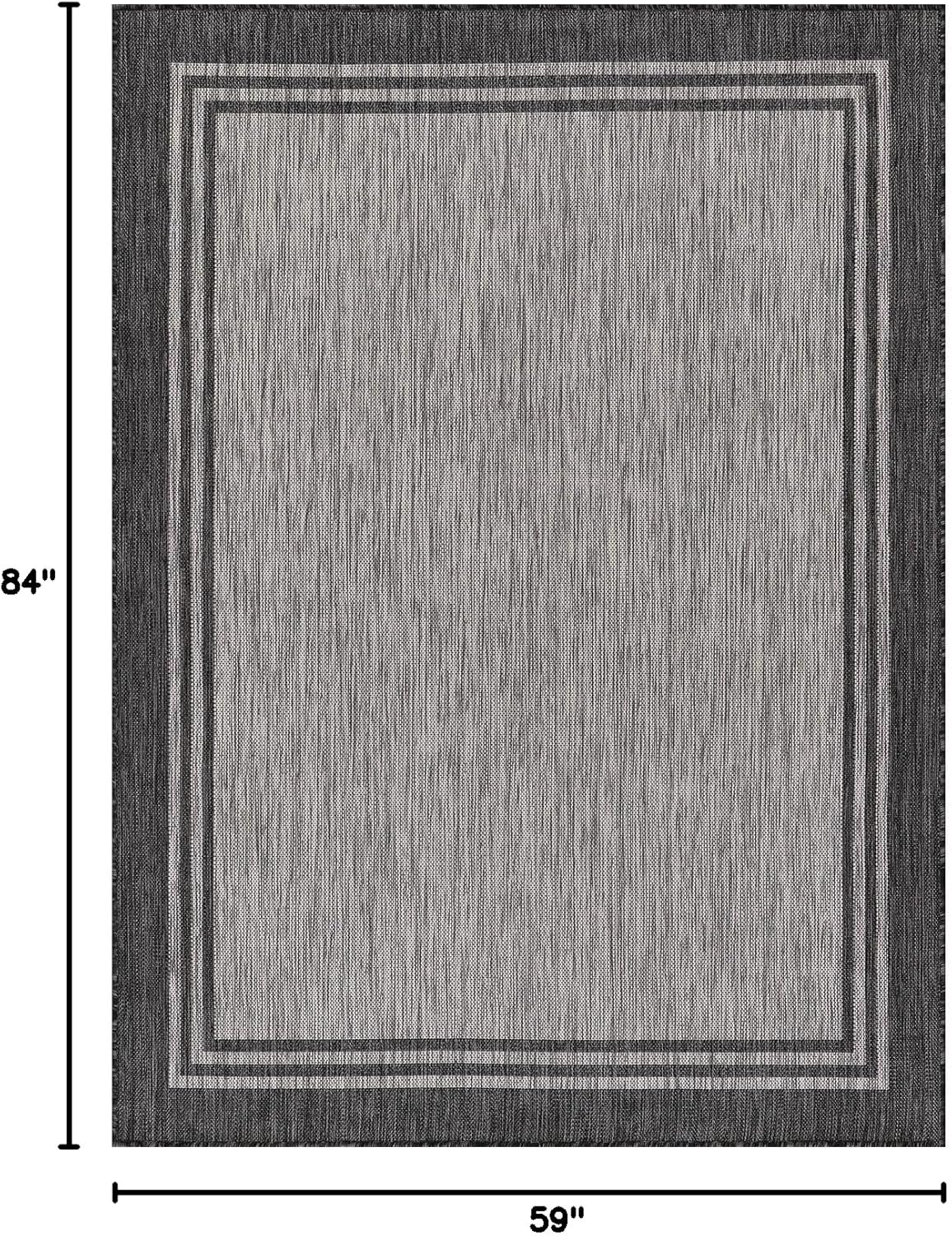 Bordered Outdoor Rug 5x7 Washable Outside Carpet for Indoor Patio Porch Waterproof Easy Cleaning