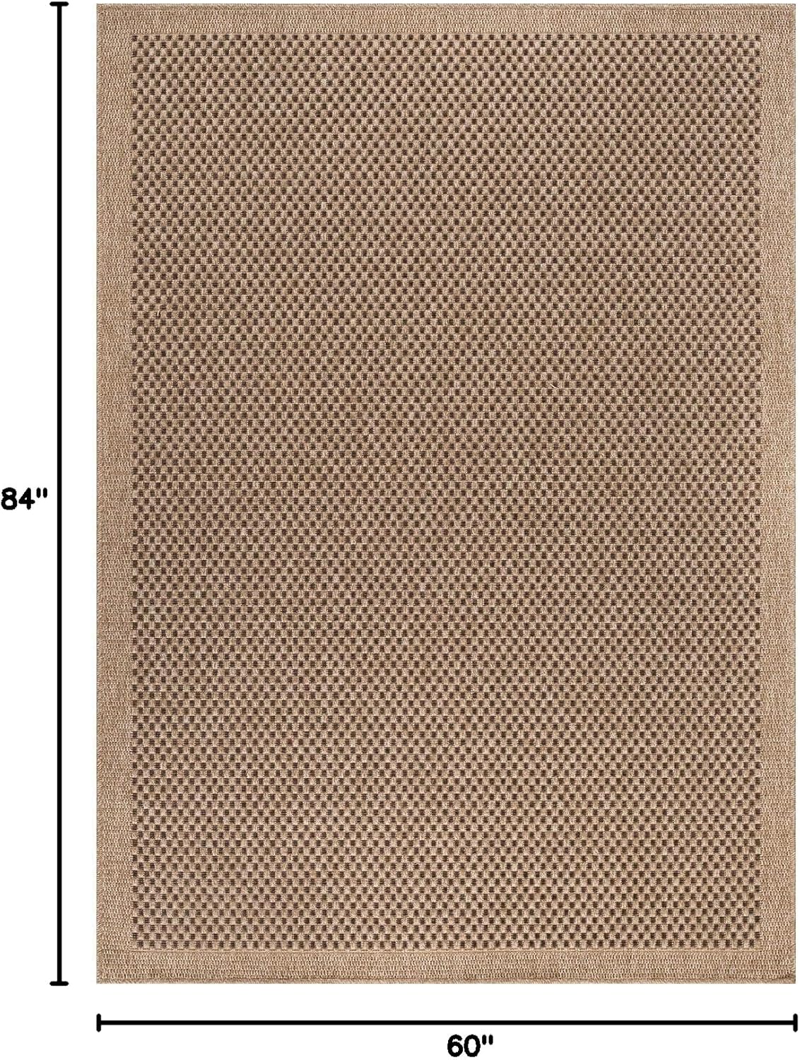 CAMILSON Easy Jute Rug 5x7, Indoor Outdoor Natural Color Fiber Area Rugs for Living Room Patio and