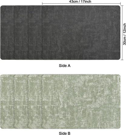 Myir JUN Placemats Dual Sided, Faux Leather Place Mats Set of 4 Indoor Placemat for Dining Table