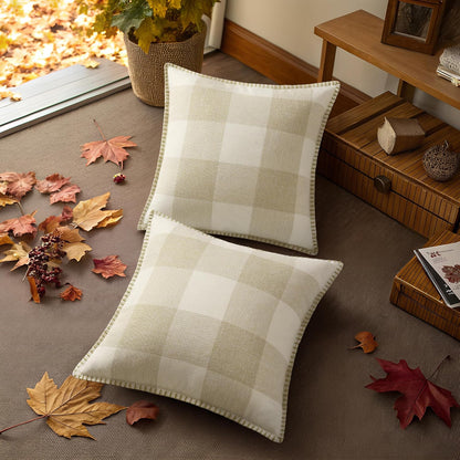 decorUhome Buffalo Plaid Check Fall Throw Pillow Covers 16x16 Set of 2, Outdoor Decorative
