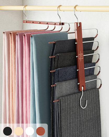 MORALVE Pants Hangers Space Saving - European Beechwood Scarf and Jean Hangers - Closet Organizer