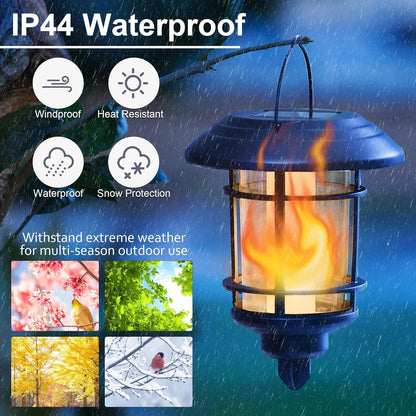 Dynaming Solar Flame Wall Lanterns, Outdoor Solar Wall Hanging Lights, Flickering Flame LED Lights
