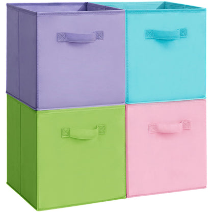 11x11 Storage Bins, Set of 4 Storage Cubes, Collapsible Cube Storage Box, Fabric Closet Organizers