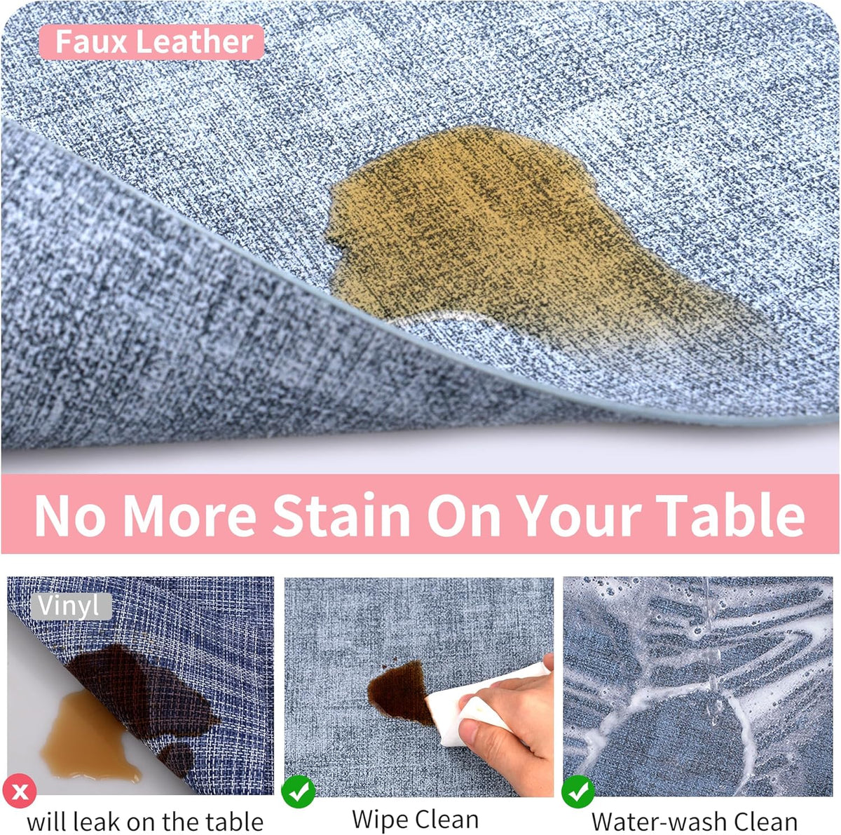 Maxpearl Faux Leather Placemats Set of 4, Waterproof - Wipe Clean - Heat Resistant - Anti Slip