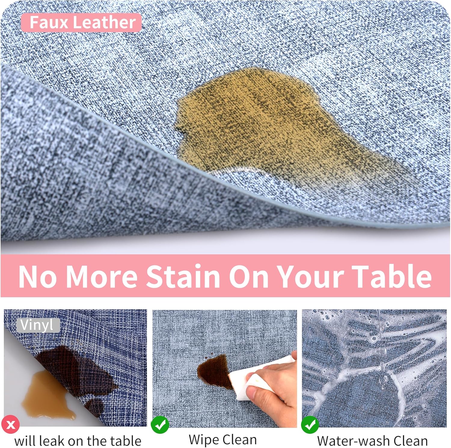 Maxpearl Faux Leather Placemats Set of 4, Waterproof - Wipe Clean - Heat Resistant - Anti Slip