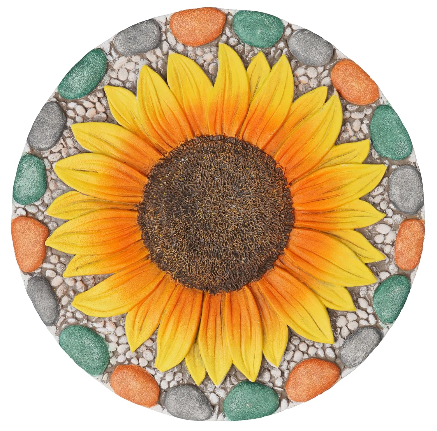 Decorative Sunflower Garden Stepping Stone - Colorful Pebble Border, Garden Stepping Stones Outdoor