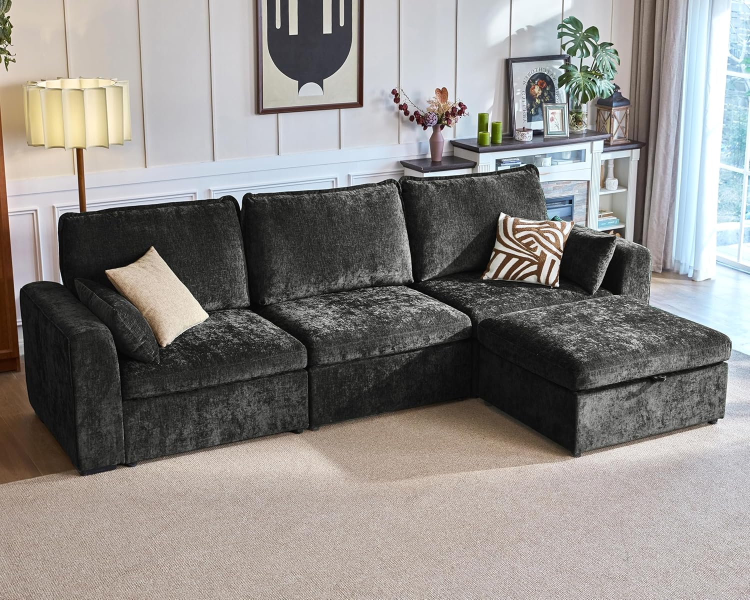 Oversized Modular Sofa Comfy Cloud Couch with Storage, Extra Deep Plush Sectional Sofa Set for