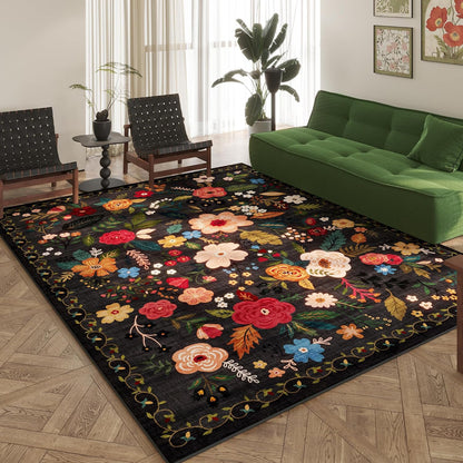 Area Rugs 8x10 Rug for Living Room Clearance Washable Boho Area Rug Non Slip Floral Vintage Low