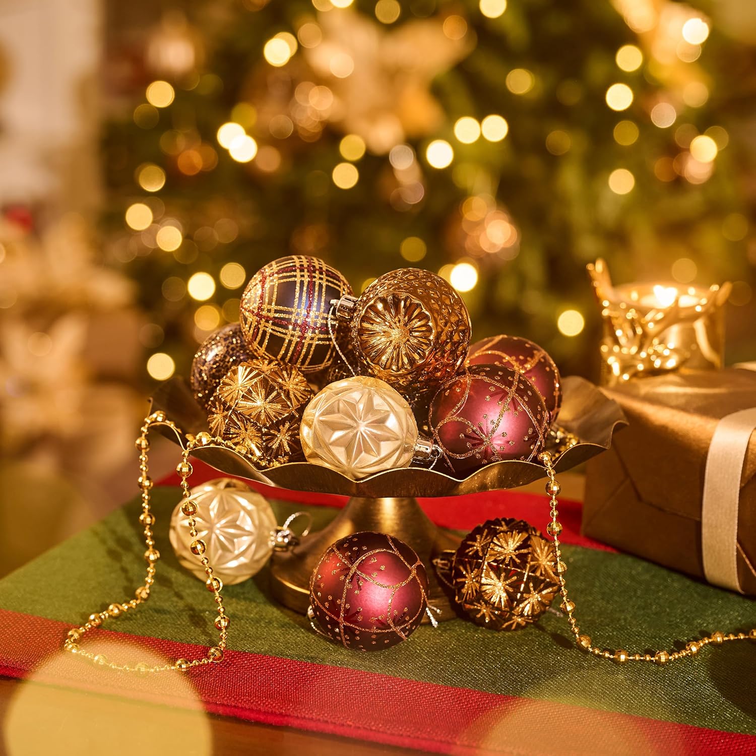 Valery Madelyn Ornaments for Christmas Trees, 16ct 2.36 Inches Bronze Copper Gold and Purple