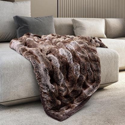 Mon Chateau Premium Reversible Luxury Faux Fur Throw for Couch, Sofa, or Bed - Plush Cozy Soft