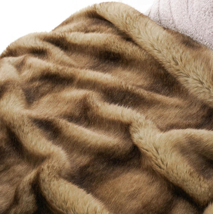 BATTILO HOME Luxury Ochre Faux Fur Throw Blanket, Soft Cozy Mink Fur Blanket for Couch, Sofa, Bed