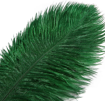 THARAHT Blackish Green Ostrich Feathers 12pcs Large Natural Bulk 12-14Inch 30cm-35cm for Wedding