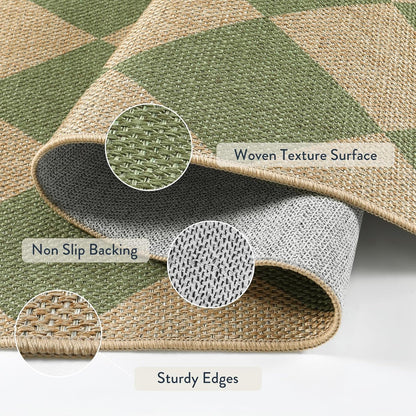 Lahome Checkered Dining Living Room Rug, 8x10 Washable Indoor Outdoor Easy Jute Rug, Farmhouse