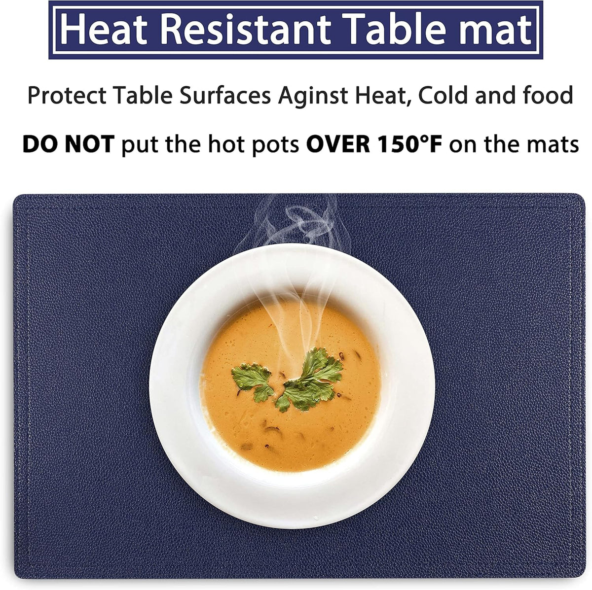 Faux Leather Placemats, PU Table Mats, Set of 4, Waterproof, Stain Resistant, Heat Resistant