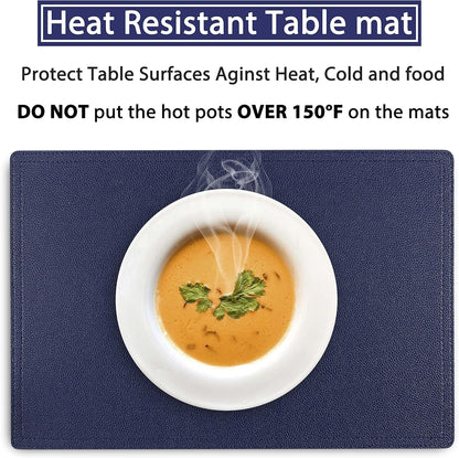 Faux Leather Placemats, PU Table Mats, Set of 4, Waterproof, Stain Resistant, Heat Resistant