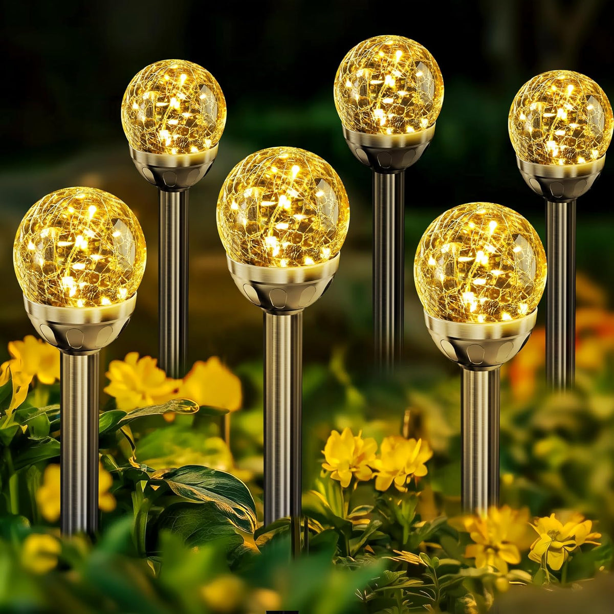 SOLPEX Solar Garden Lights String, 6 Pack Outdoor Christmas Decoration Warm White Solar Powered