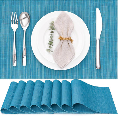 Myir JUN Placemats Set of 8, Vinyl Woven Placemats Place Mats Indoor Set of 8 Washable Table Mats