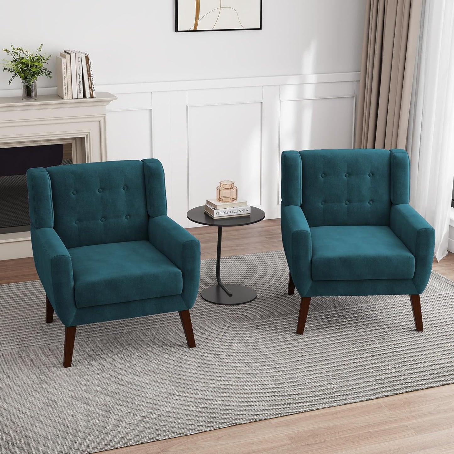 UIXE Accent Chairs Set of 2, Velvet Upholstered Armchair for Living Room, Modern Club Arm Chairs