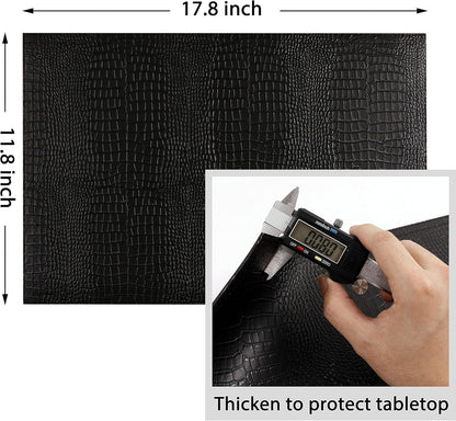 Faux Leather Hardboard Placemats, Set of 6 PU Table Mats, Easy to Clean, Heat & Stain Resistant for