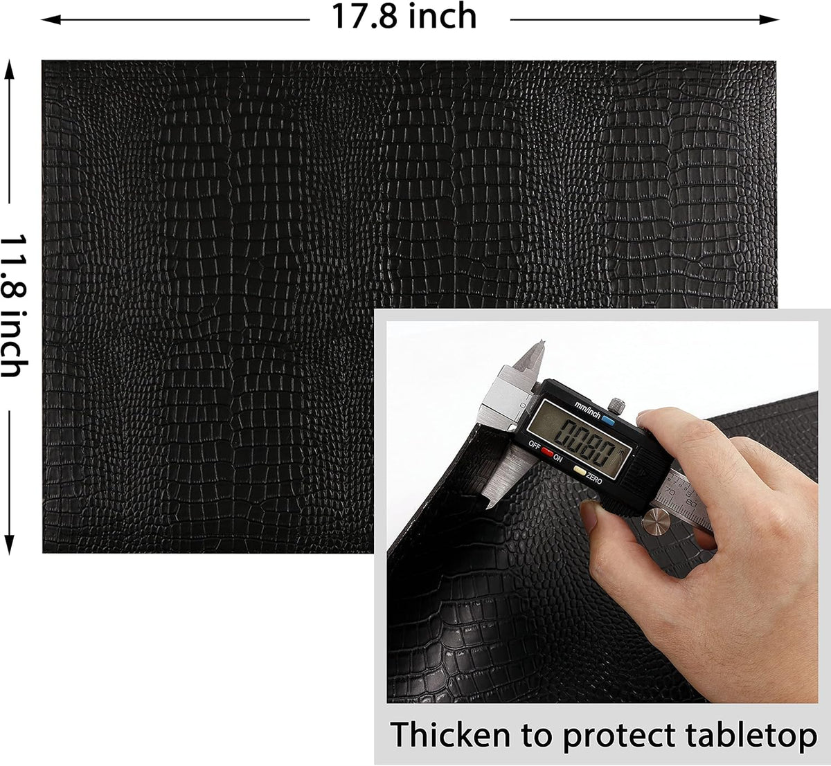 Faux Leather Hardboard Placemats, Set of 4 PU Table Mats, Easy to Clean, Heat & Stain Resistant for