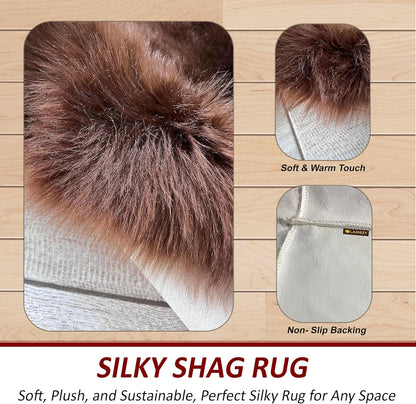 LAMBZY Faux Sheepskin Soft Hypoallergenic Free Shape Silky Shag Rug, Luxury Shaggy Silky Plush