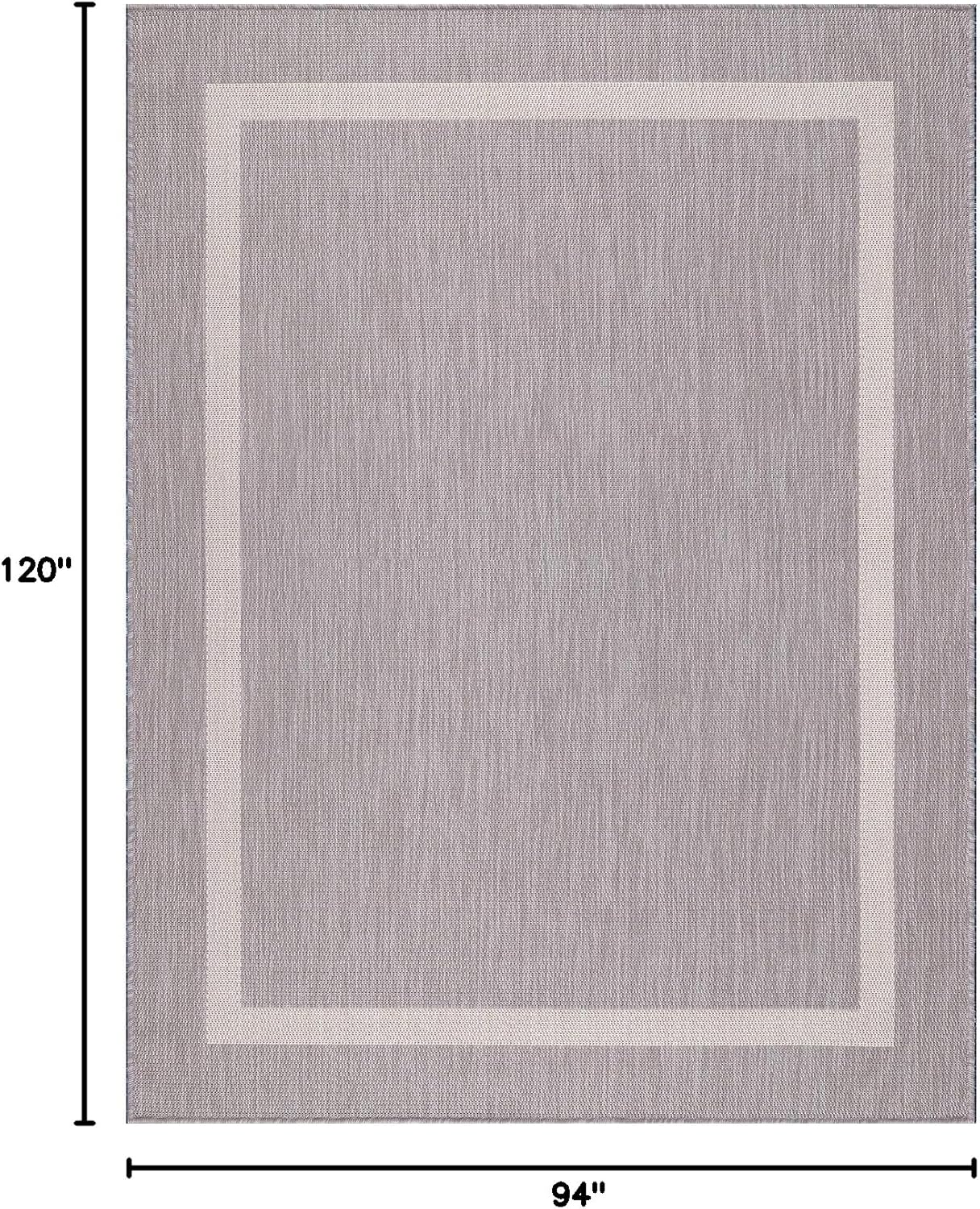 Bordered Outdoor Rug 8x10 Washable Outside Carpet for Indoor Patio Porch Waterproof Easy Cleaning
