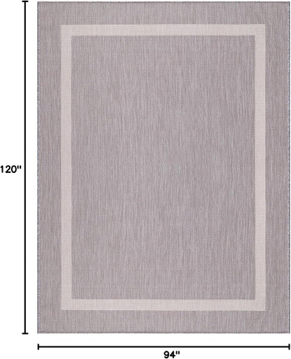 Bordered Outdoor Rug 8x10 Washable Outside Carpet for Indoor Patio Porch Waterproof Easy Cleaning
