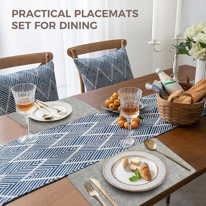 Vinyl Placemats Set of 6, Faux Leather Waterproof and Heat Resistant Place Mats, Washable Anti-Slip