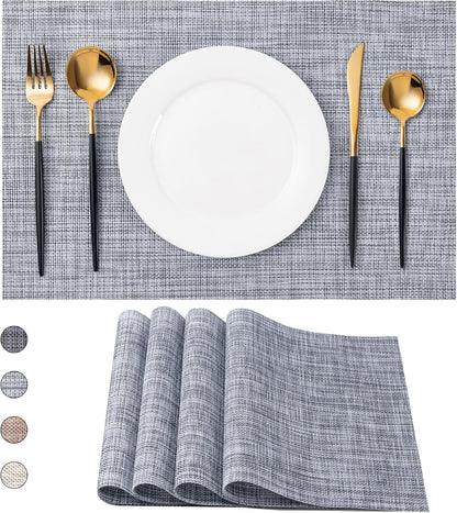 CADONO Placemats Set of 4 Washable Indoor/Outdoor Vinyl Place Mats for Dining Table Durable