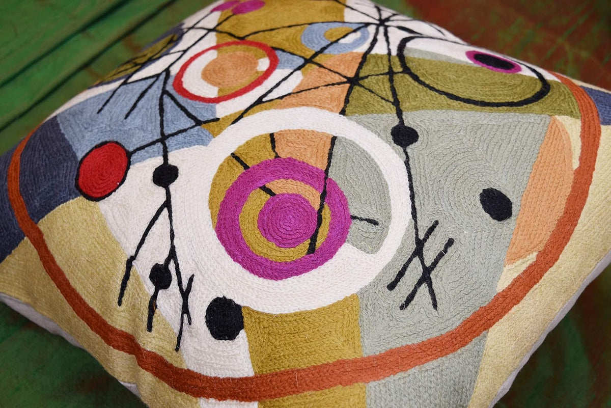 Kandinsky Abstract Throw Pillow Cover - Circles | Modern Couch & Outdoor Pillow | Mid Century Chair