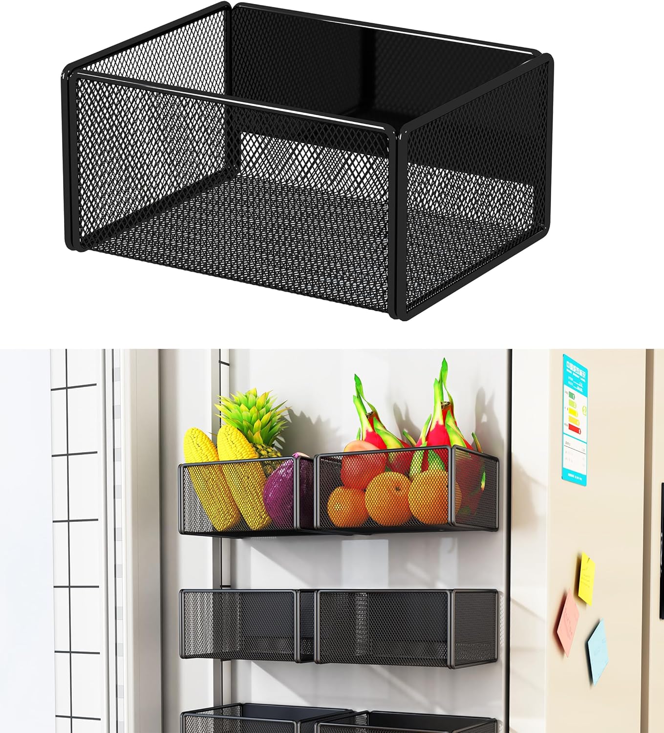 Magnetic Basket Organizer Holder for Fridge Magnetic Storage Bin Box Containers for Refrigerator