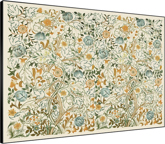 SIGNWIN 60"x72" Extra Large Framed Wall Art Vintage Botanical Floral with Golden and Teal Leaves