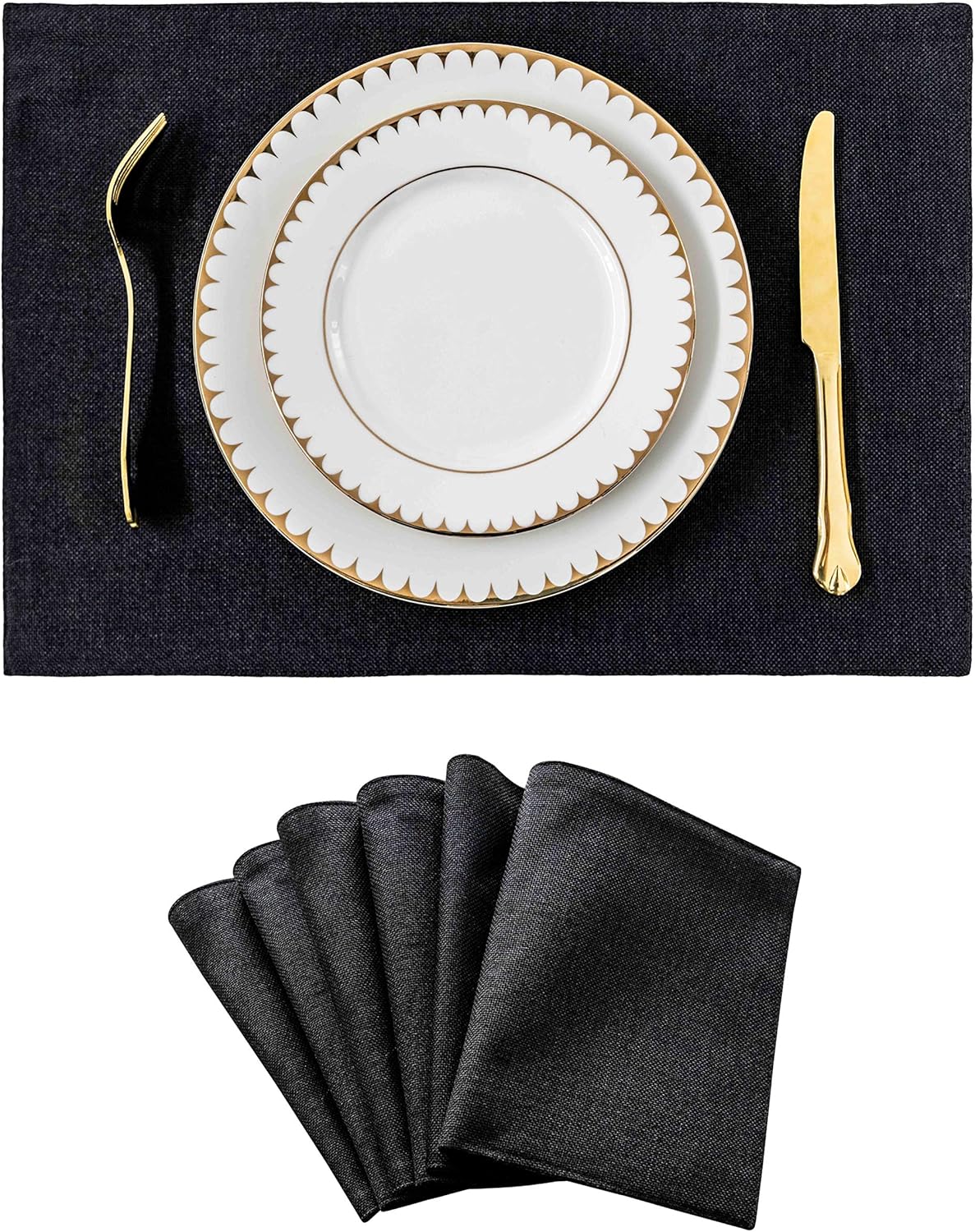 Home Brilliant Black Placemats Set of 6 Heat Resistant Dining Table Fall Halloween Place Mats