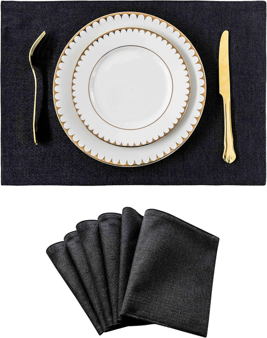 Home Brilliant Black Placemats Set of 6 Heat Resistant Dining Table Fall Halloween Place Mats