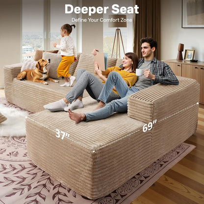 104" Cloudy Sectional L Shaped Couch for Living Room, No Assembly Required, Modular Comfy Sofa with