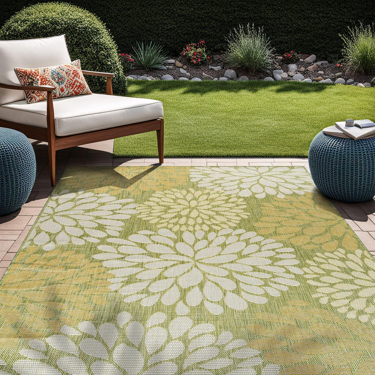 Beverly Rug Outdoor Rug 6x9 Modern Exotic Tropical Leaf Area Rugs for Indoor and Outdoor Patio Deck