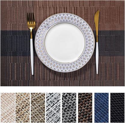 LEXMORE PlaceMats Set of 12 Vinyl/Plastic Woven Place Mats for Kitchen Table Indoor/Outdoor