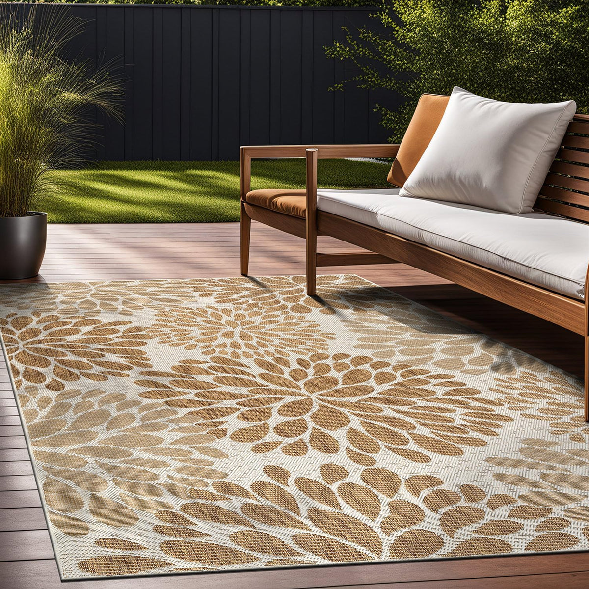 Beverly Rug Outdoor Rug 9x12 Modern Exotic Tropical Leaf Area Rugs for Indoor and Outdoor Patio