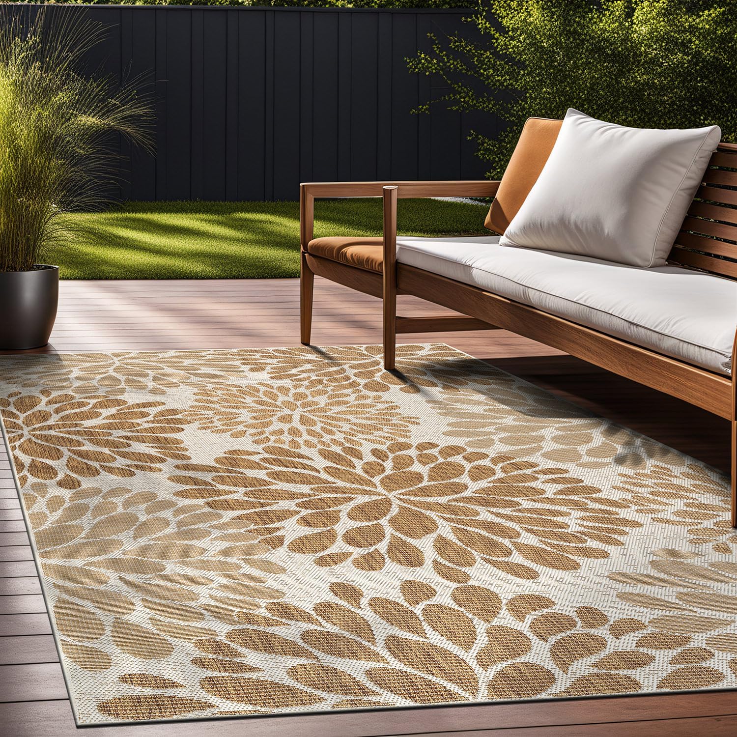 Beverly Rug Outdoor Rug 9x12 Modern Exotic Tropical Leaf Area Rugs for Indoor and Outdoor Patio