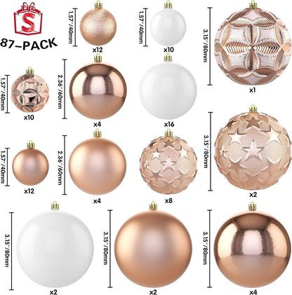 87ct Christmas Ball Ornaments Set Shatterproof Seasonal Hanging Decorations with Reusable Hand-held