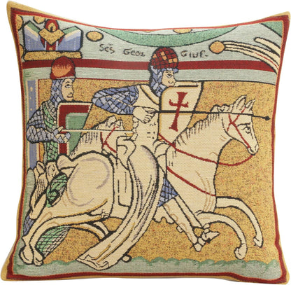 Charlotte Home Furnishings Chevaliers de St.Gregoire Throw Pillow Cover 16" x 16" – Medieval Knight