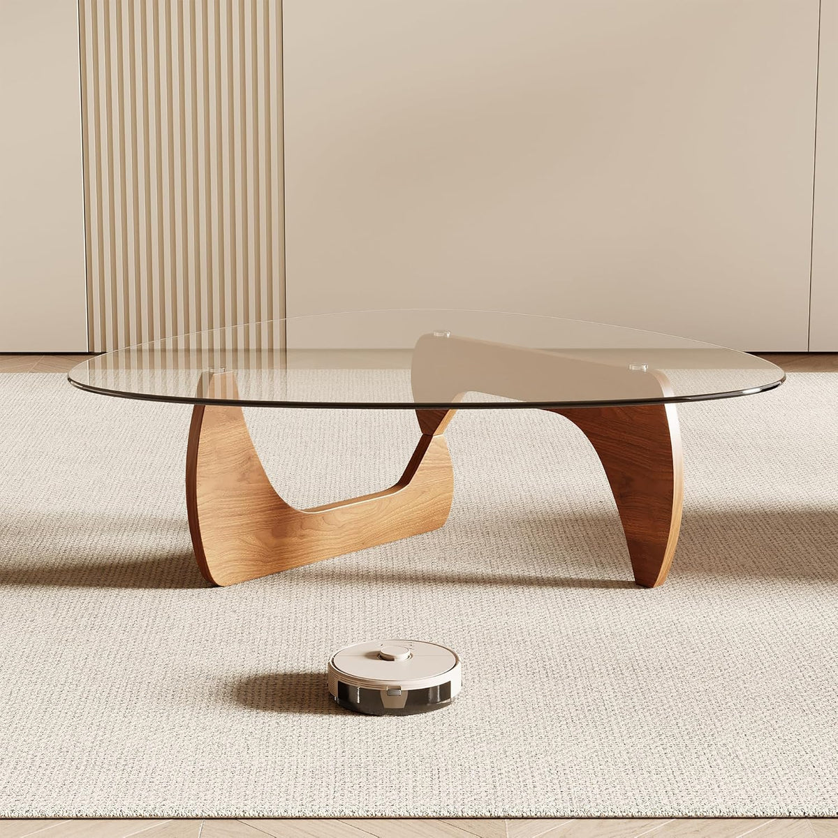 Honyee Morden Coffee Table, 42.5" x 28.5" x 16.1" Triangle Tempered Glass Top for Living Room