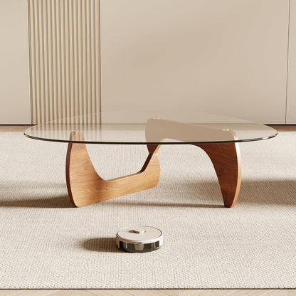Honyee Morden Coffee Table, 42.5" x 28.5" x 16.1" Triangle Tempered Glass Top for Living Room