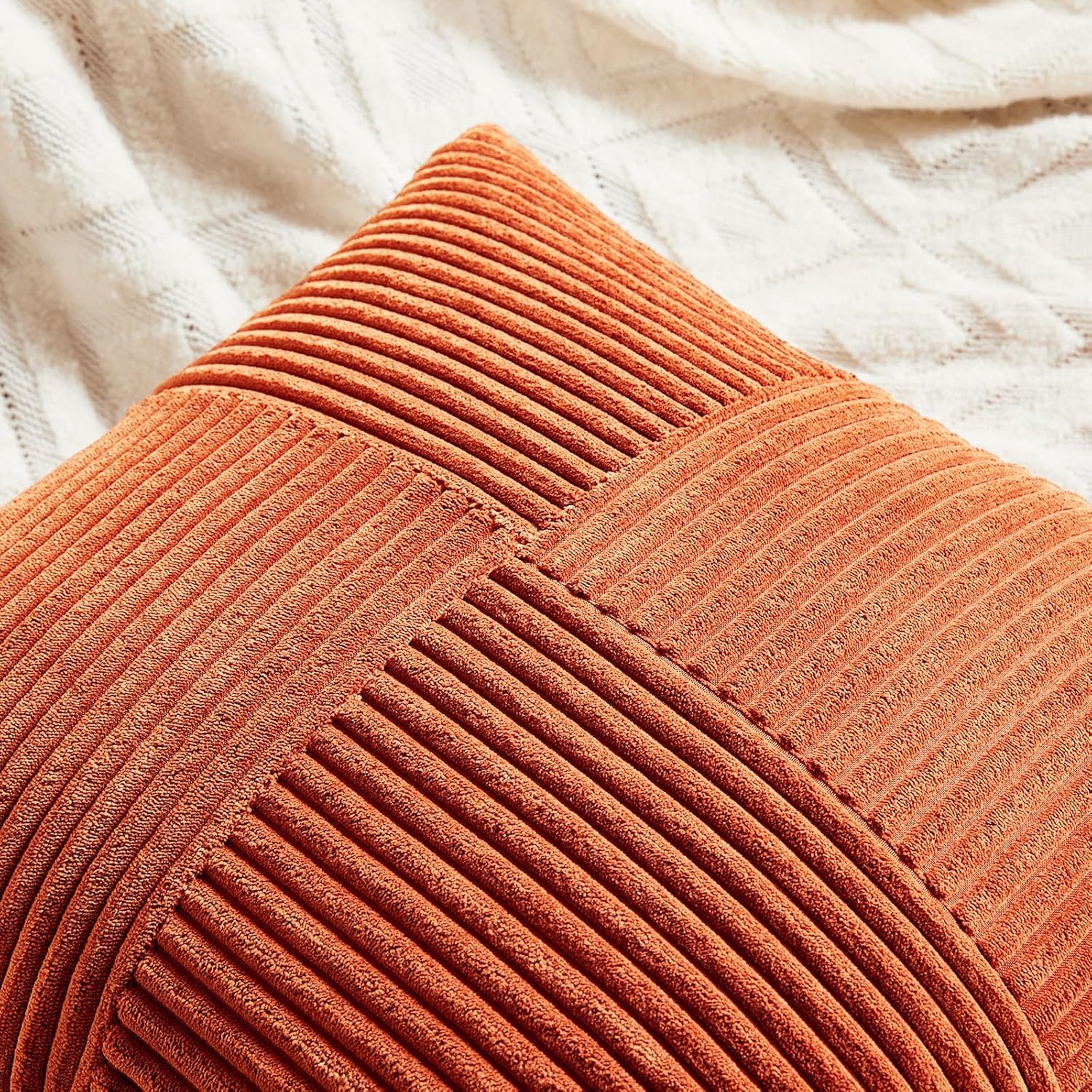 Fancy Homi Set of 2 Burnt Orange Long Lumbar Decorative Throw Pillow Covers 14x24 Inch for Living