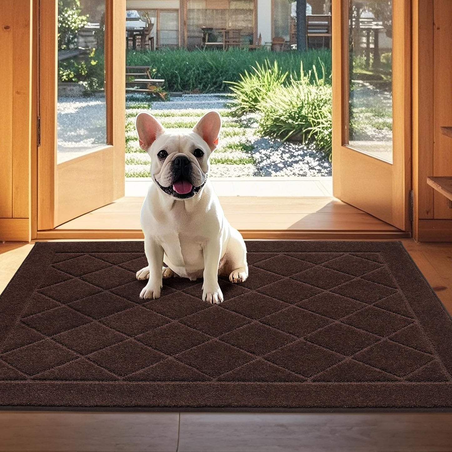 JSEI Dirt Trapper Door Mat 32"x48", Non-Slip Washable Entryway Mats, Dog Door Mat, Stain Resistant