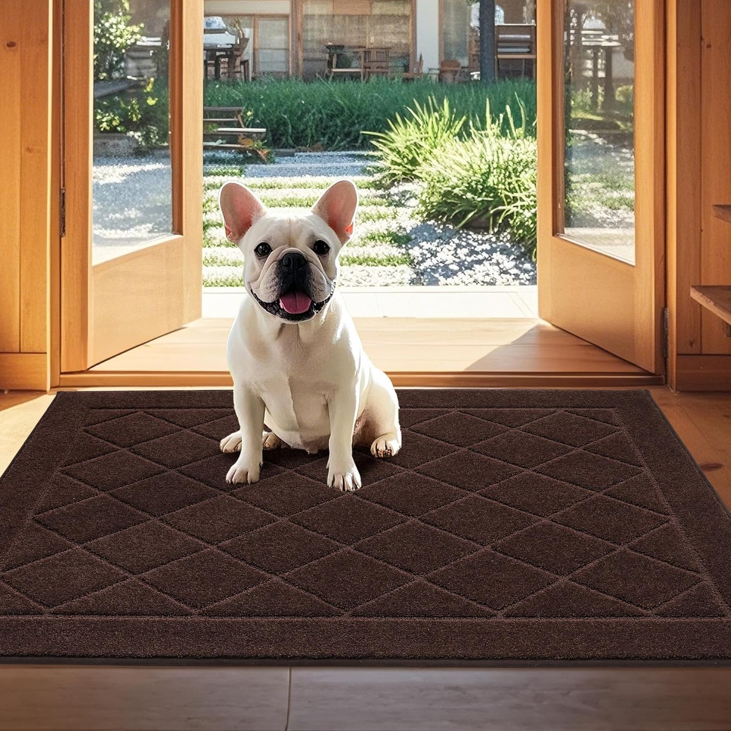 JSEI Dirt Trapper Door Mat 32"x48", Non-Slip Washable Entryway Mats, Dog Door Mat, Stain Resistant