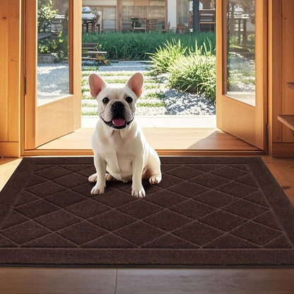 JSEI Dirt Trapper Door Mat 32"x48", Non-Slip Washable Entryway Mats, Dog Door Mat, Stain Resistant