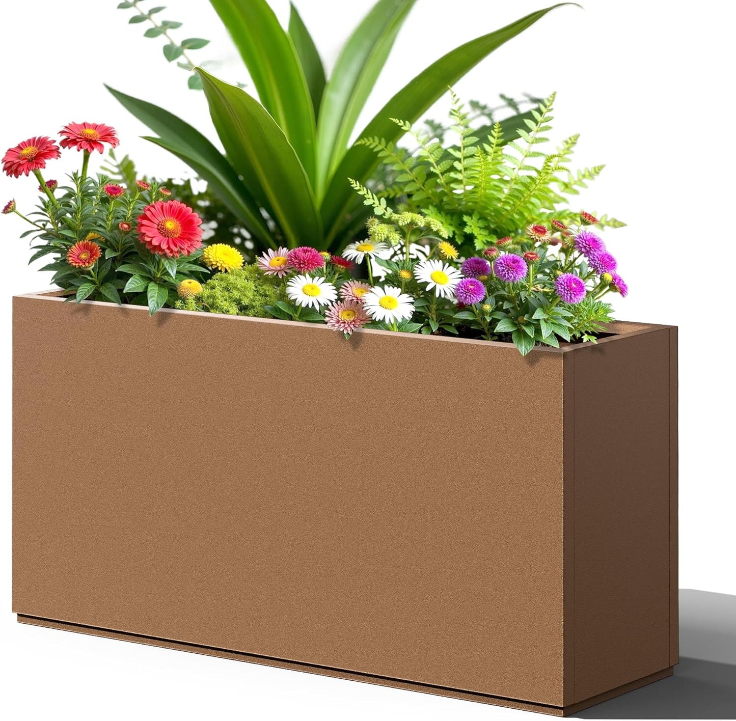 FENCY Metal Rectangular Planter Box, Large Planters for Outdoor Plants, Tall Planters for Outdoor